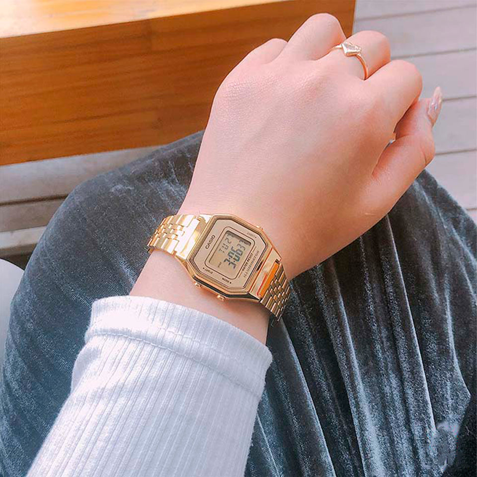 Casio Mujer Digital Dorado  F056 – Relojeria el hombre del tiempo